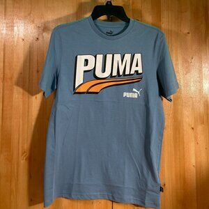 NEW! PUMA MID 90S Large L Lrg Boys Graphic Print T-Shirt Tee Shirt Blue